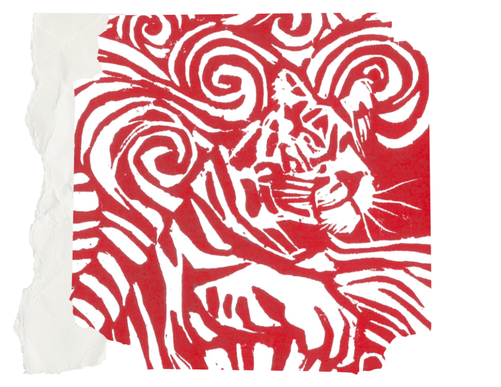 Linocut water tiger